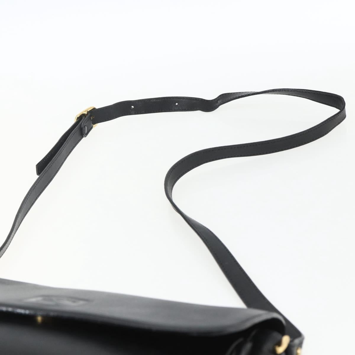 Burberrys Shoulder Bag Leather Black Gold Auth ep13305