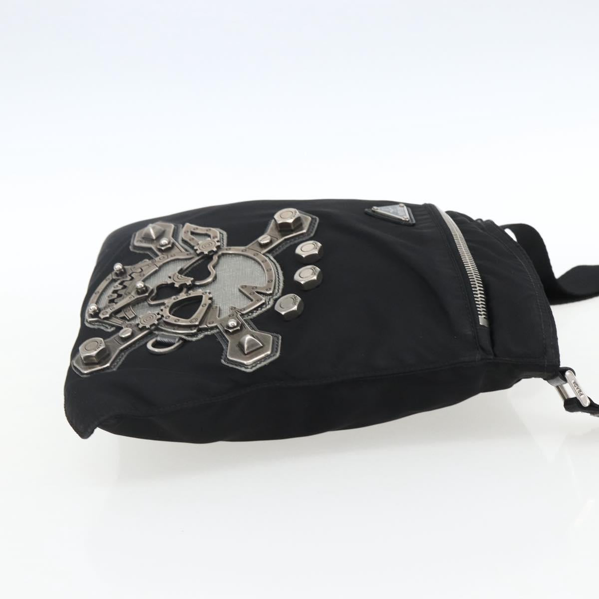 PRADA Shoulder Bag Nylon Black Silver Auth ep13306V