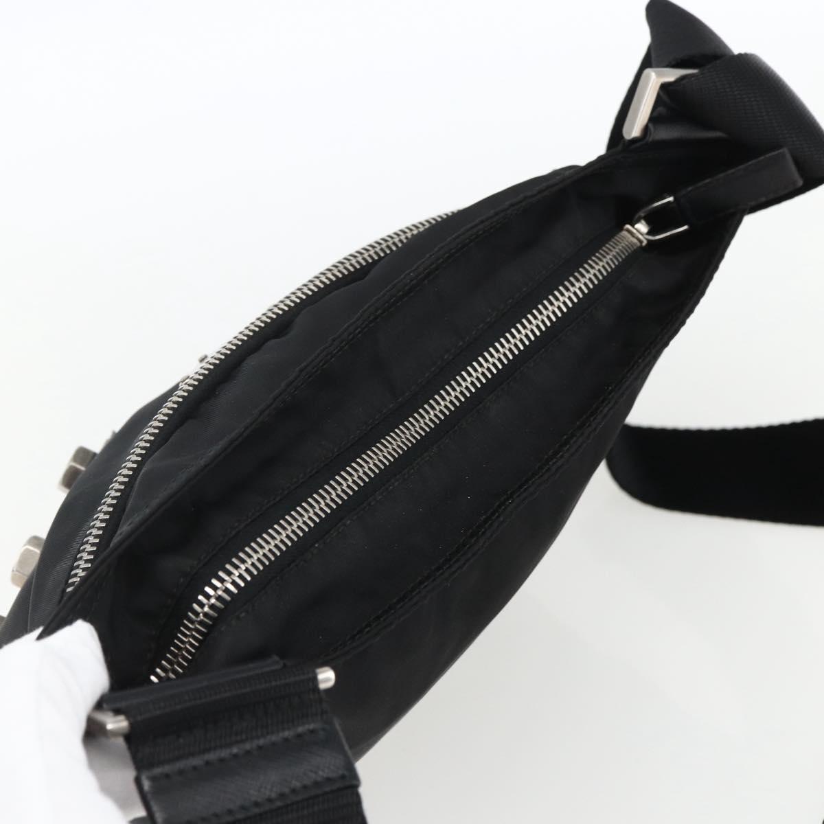 PRADA Shoulder Bag Nylon Black Silver Auth ep13306V