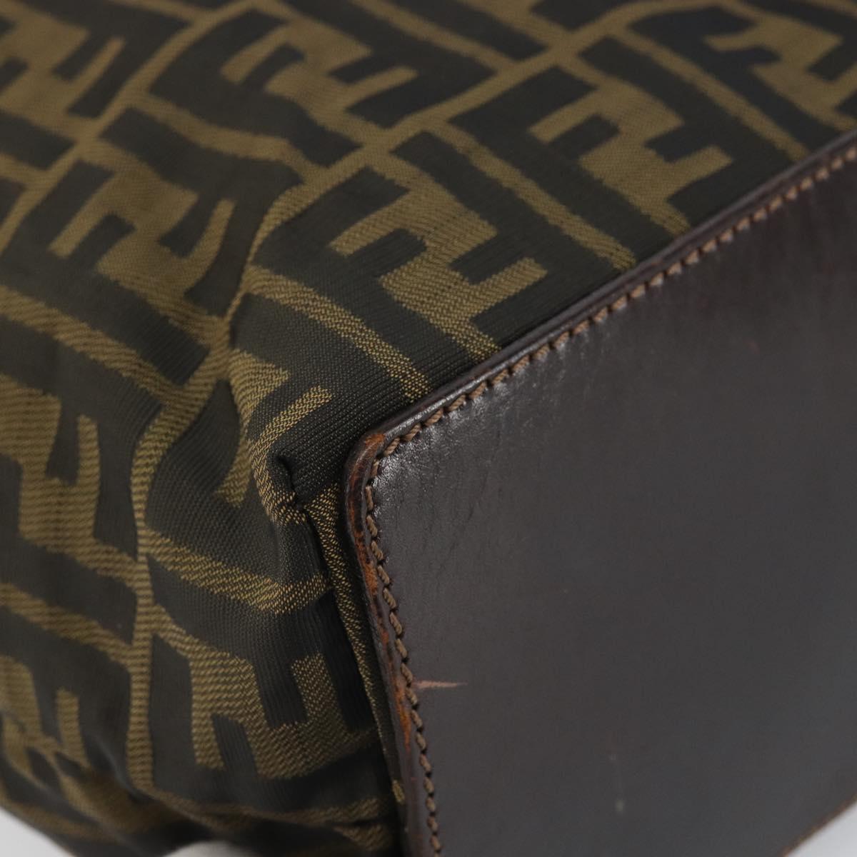 FENDI Zucca Canvas Hand Bag Black Brown Auth ep13307