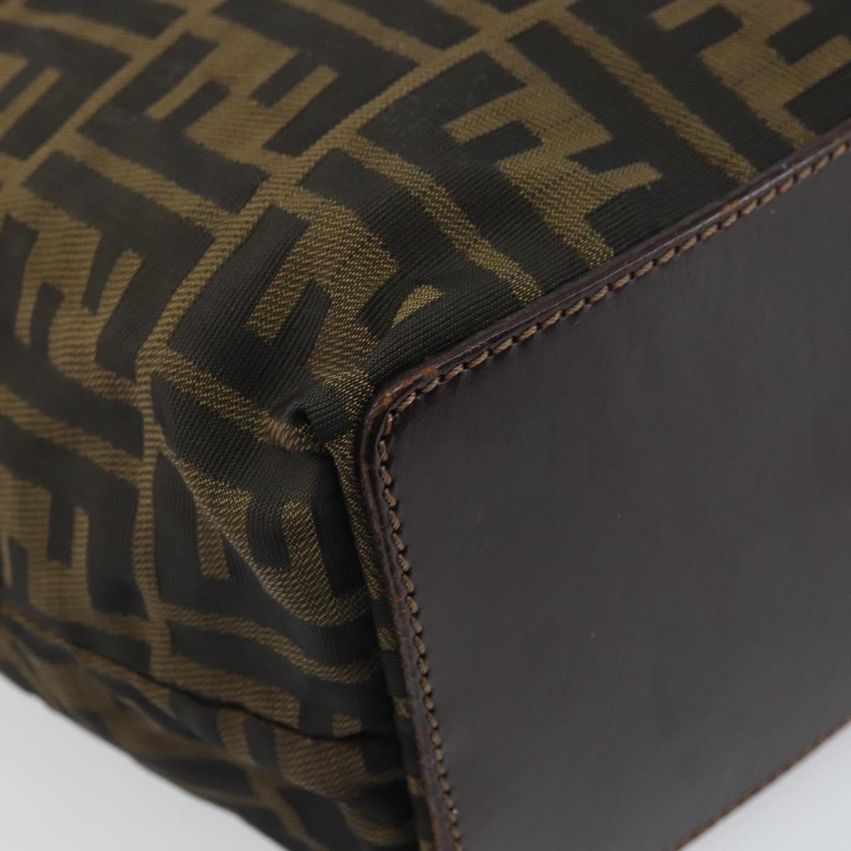 FENDI Zucca Canvas Hand Bag Black Brown Auth ep13307