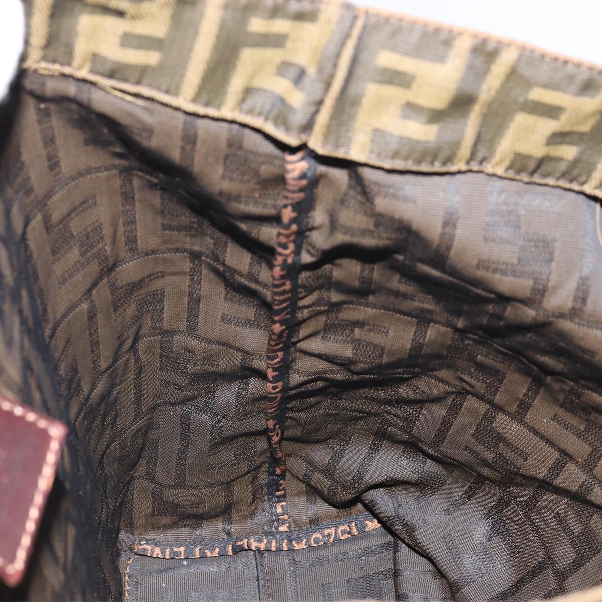 FENDI Zucca Canvas Hand Bag Black Brown Auth ep13307