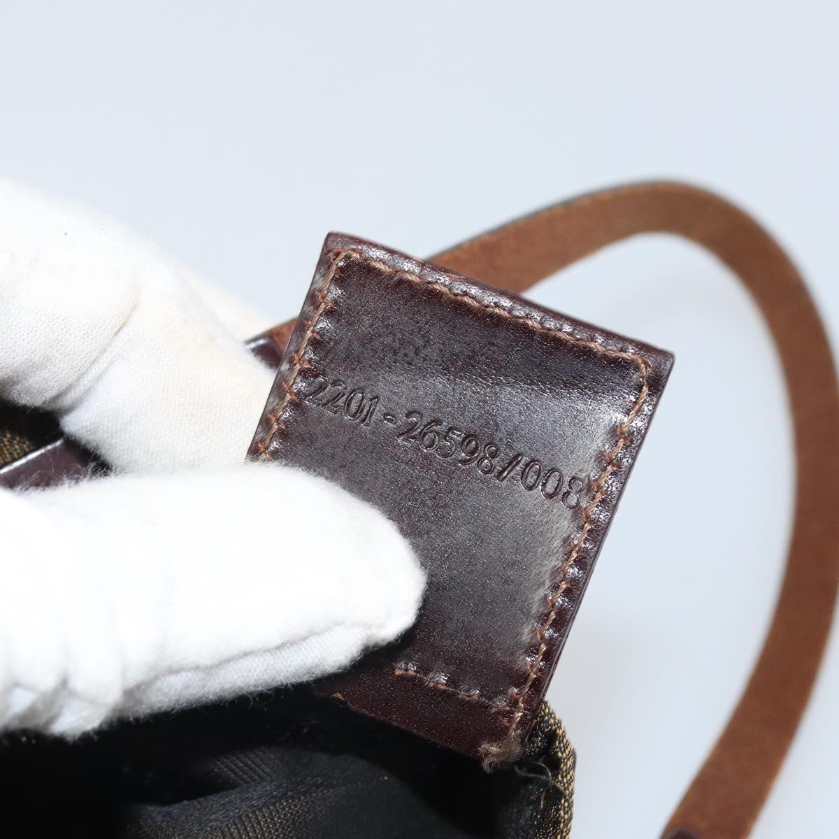 FENDI Zucca Canvas Hand Bag Black Brown Auth ep13307