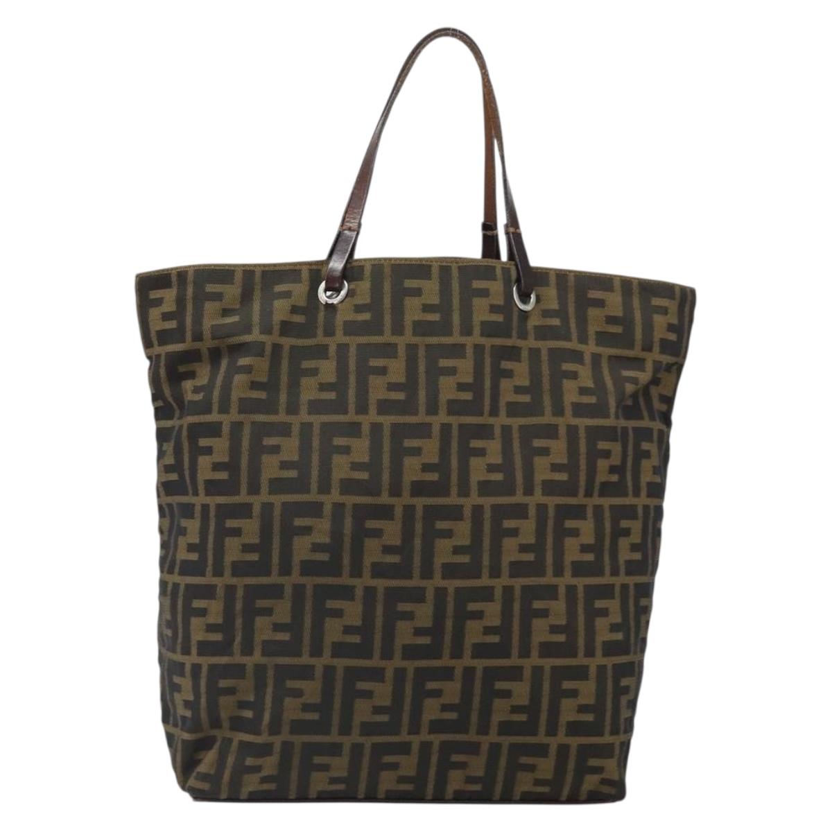 FENDI Zucca Canvas Hand Bag Black Brown Auth ep13307