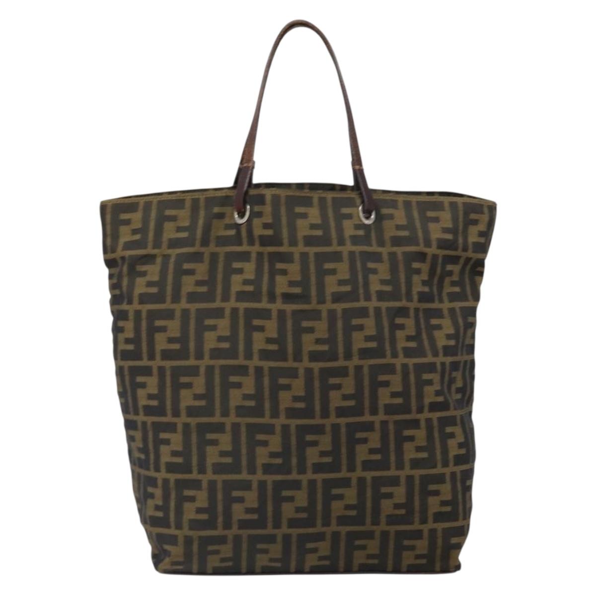 FENDI Zucca Canvas Hand Bag Black Brown Auth ep13307