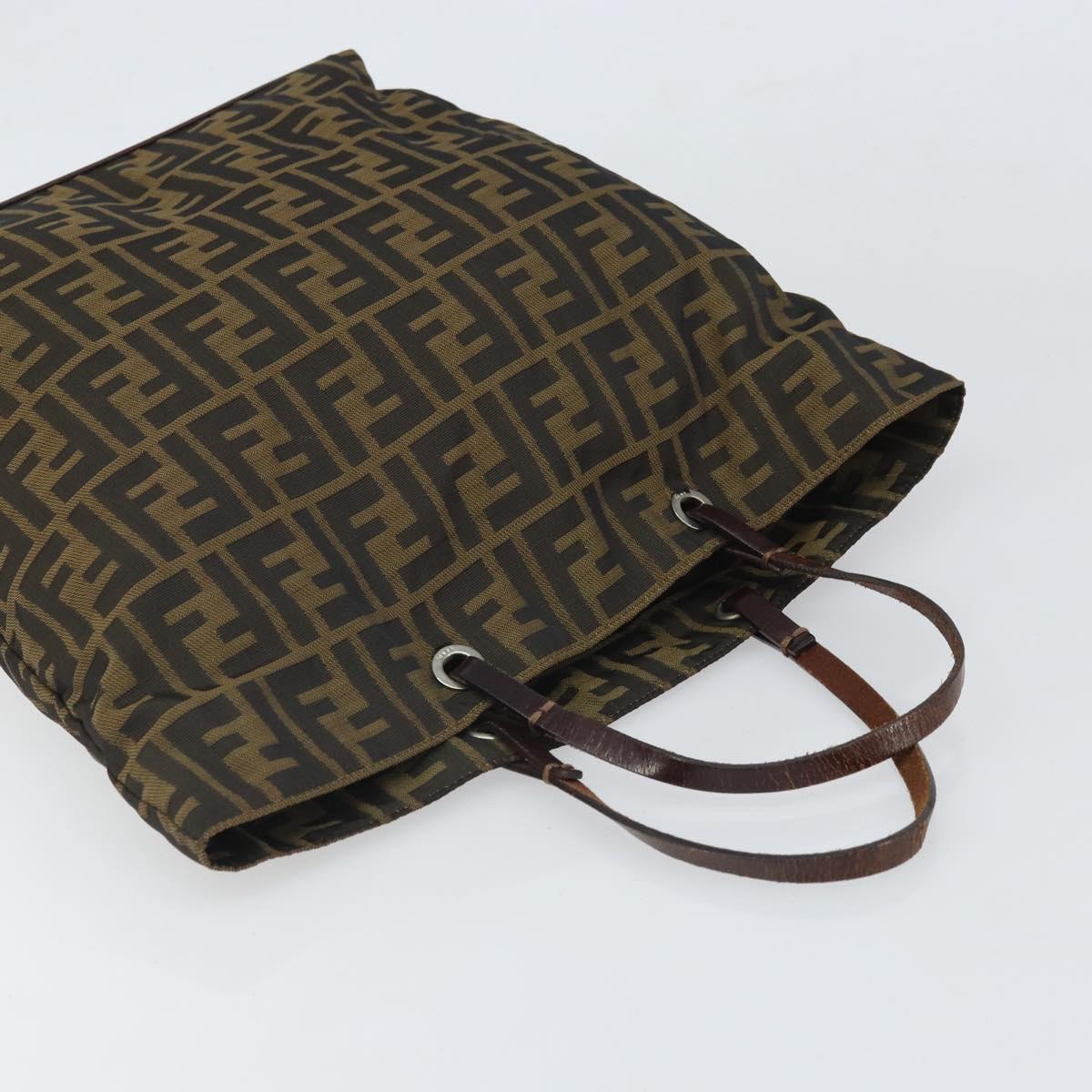 FENDI Zucca Canvas Hand Bag Black Brown Auth ep13307