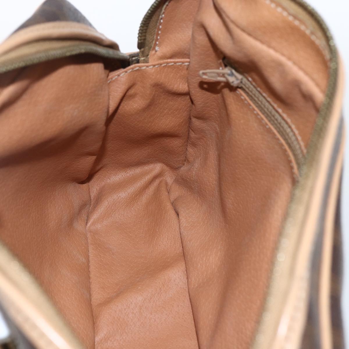 CELINE Macadam Canvas Shoulder Bag PVC Leather Brown Gold Auth ep13312