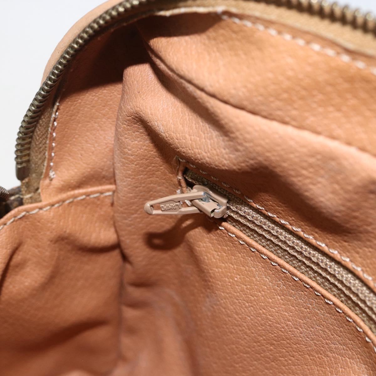 CELINE Macadam Canvas Shoulder Bag PVC Leather Brown Gold Auth ep13312