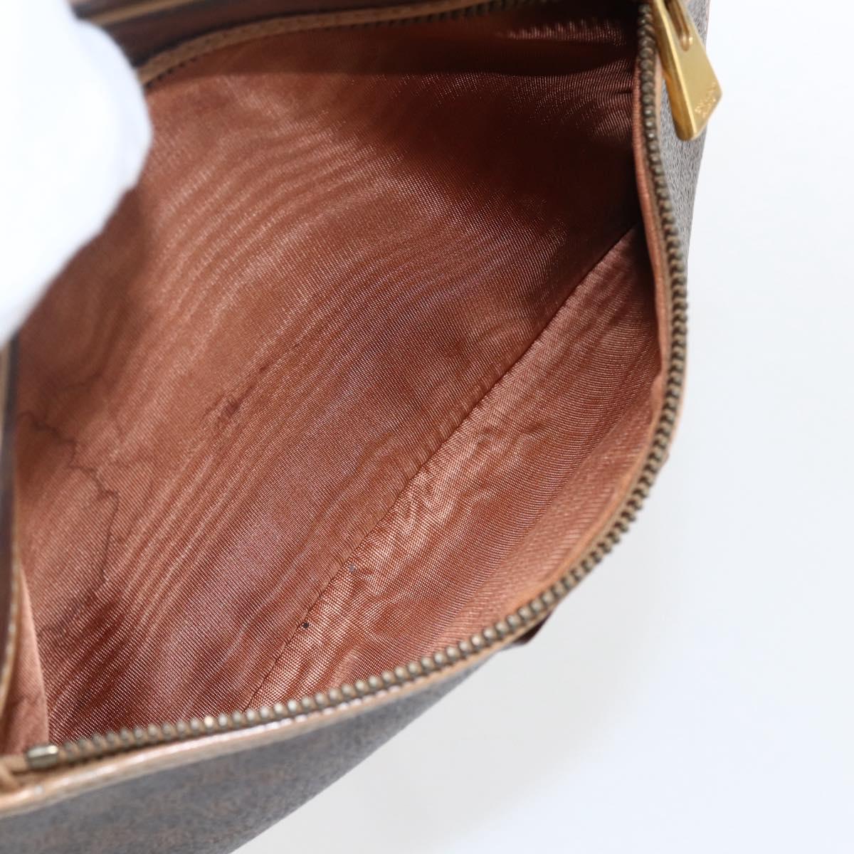 CELINE Macadam Canvas Shoulder Bag PVC Leather Brown Gold Auth ep13312