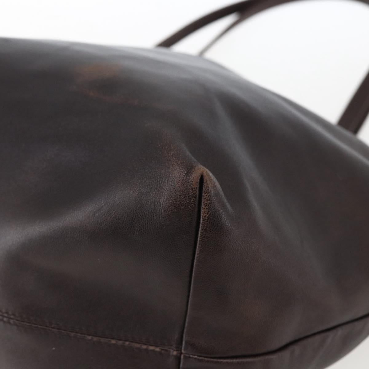 LOEWE Tote Bag Leather Brown Gold Auth ep13313