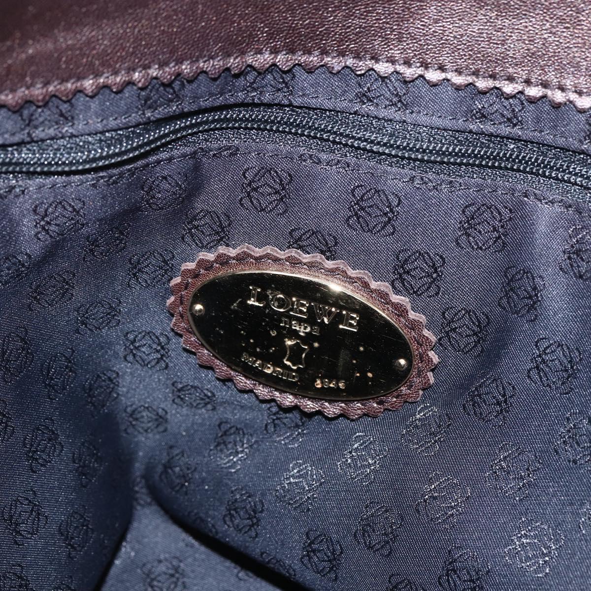 LOEWE Tote Bag Leather Brown Gold Auth ep13313