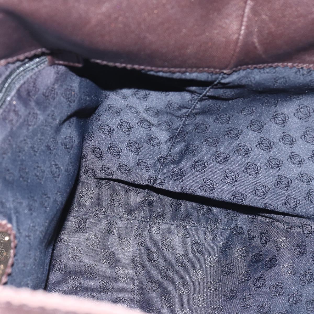 LOEWE Tote Bag Leather Brown Gold Auth ep13313