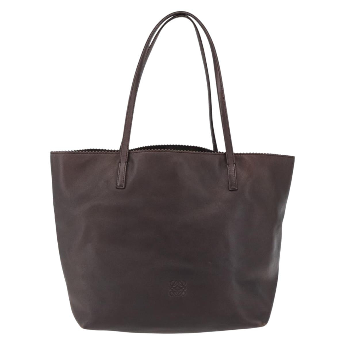 LOEWE Tote Bag Leather Brown Gold Auth ep13313