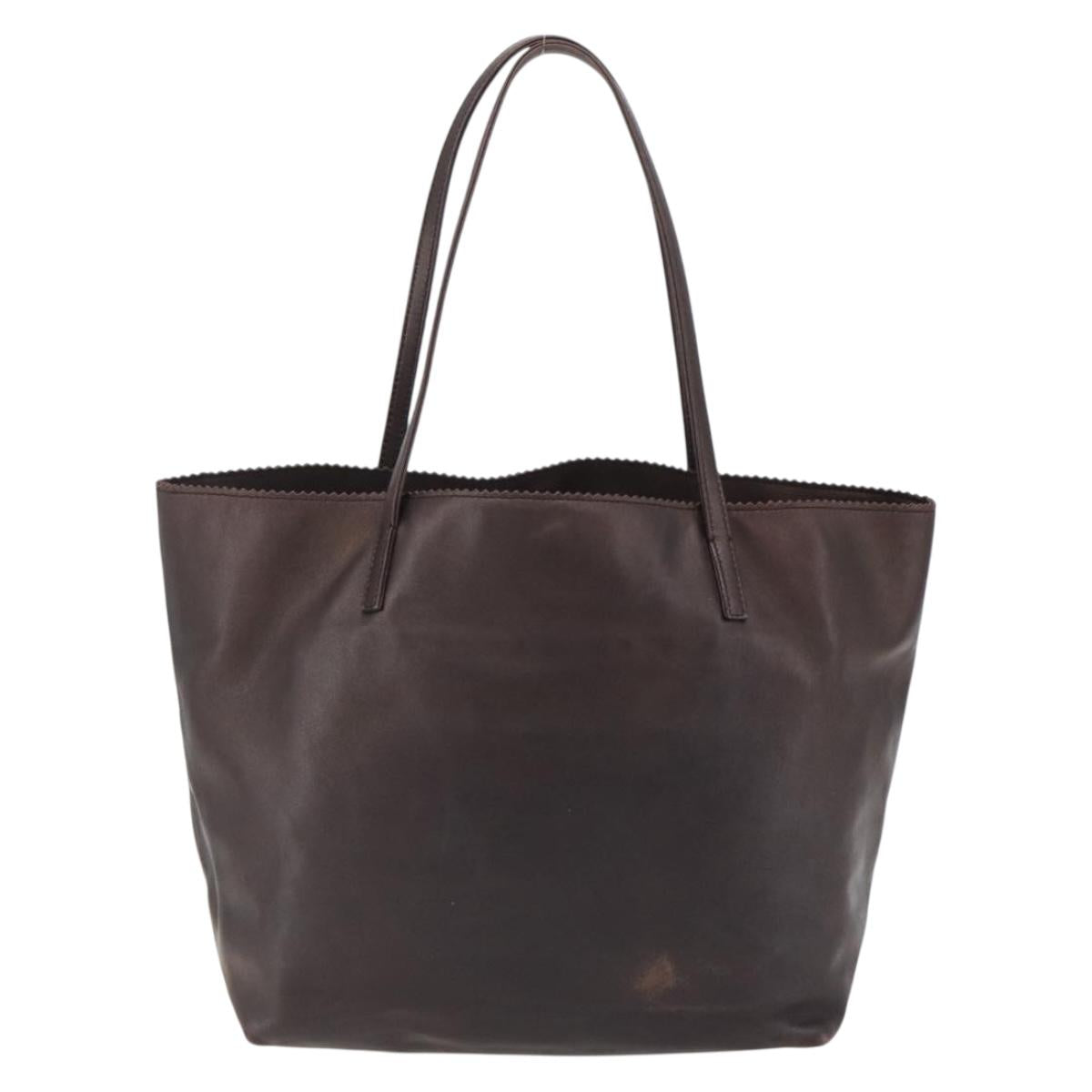 LOEWE Tote Bag Leather Brown Gold Auth ep13313