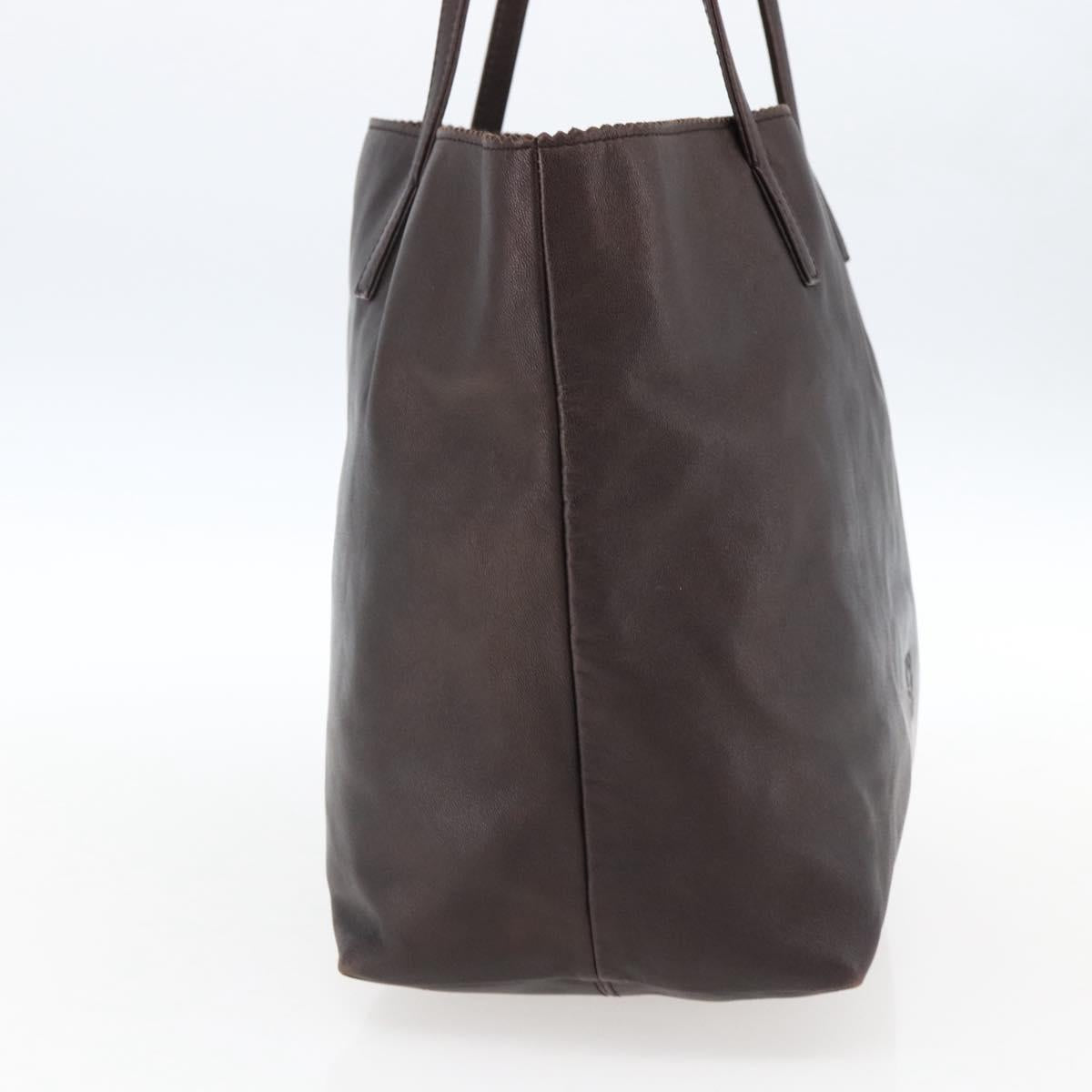 LOEWE Tote Bag Leather Brown Gold Auth ep13313