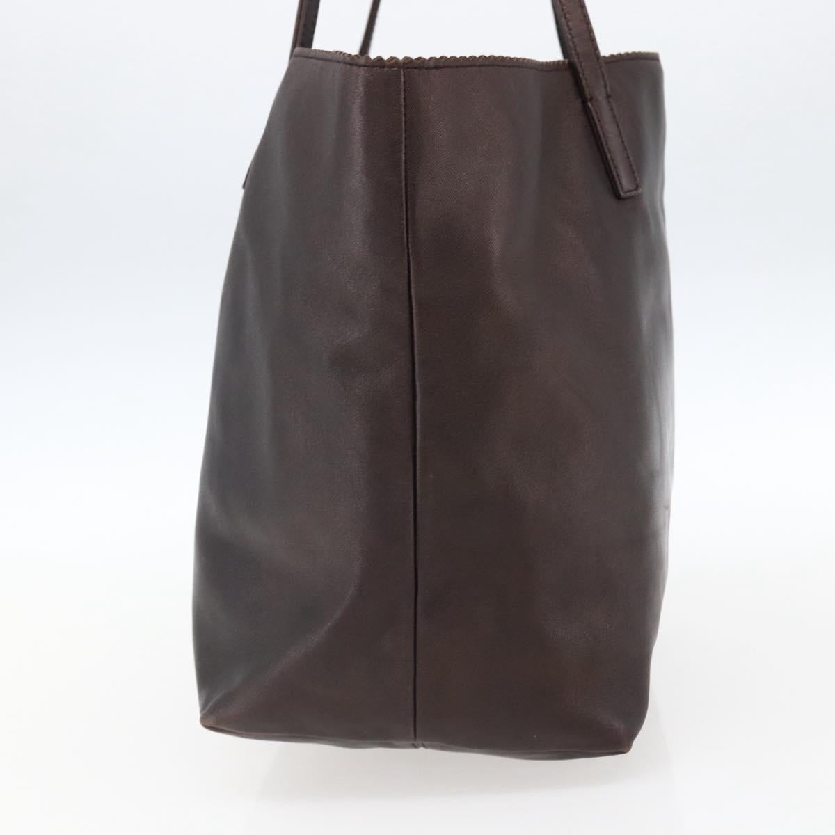 LOEWE Tote Bag Leather Brown Gold Auth ep13313