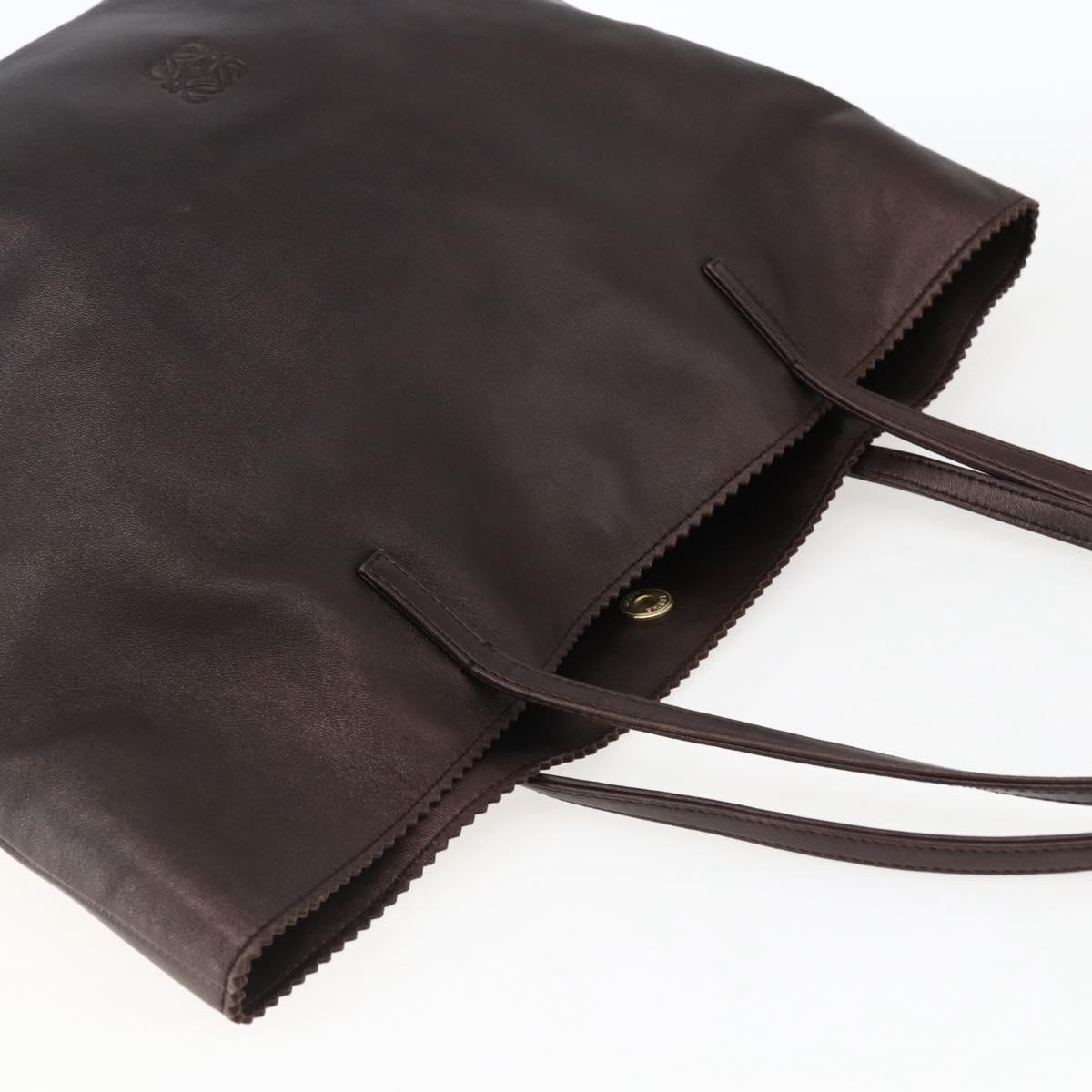 LOEWE Tote Bag Leather Brown Gold Auth ep13313