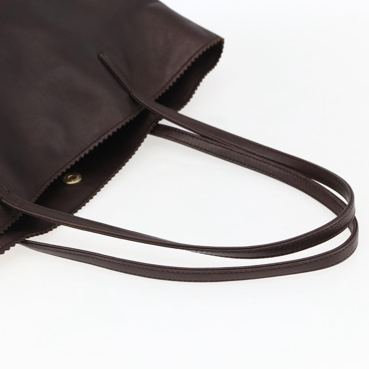 LOEWE Tote Bag Leather Brown Gold Auth ep13313