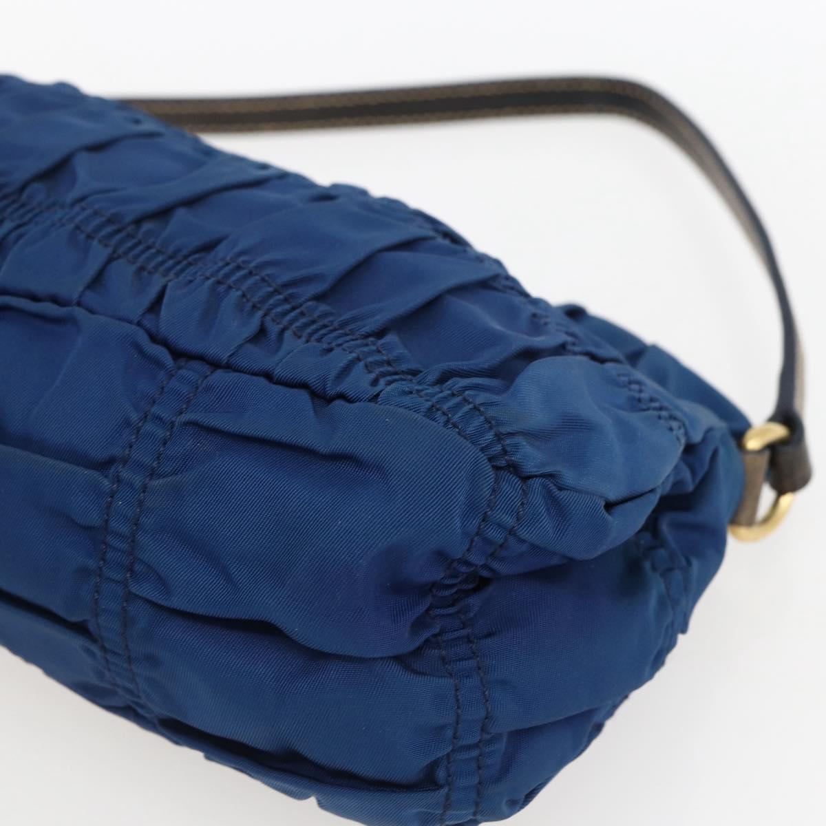 PRADA Accessory Pouch Nylon Blue Gold Auth ep13317A
