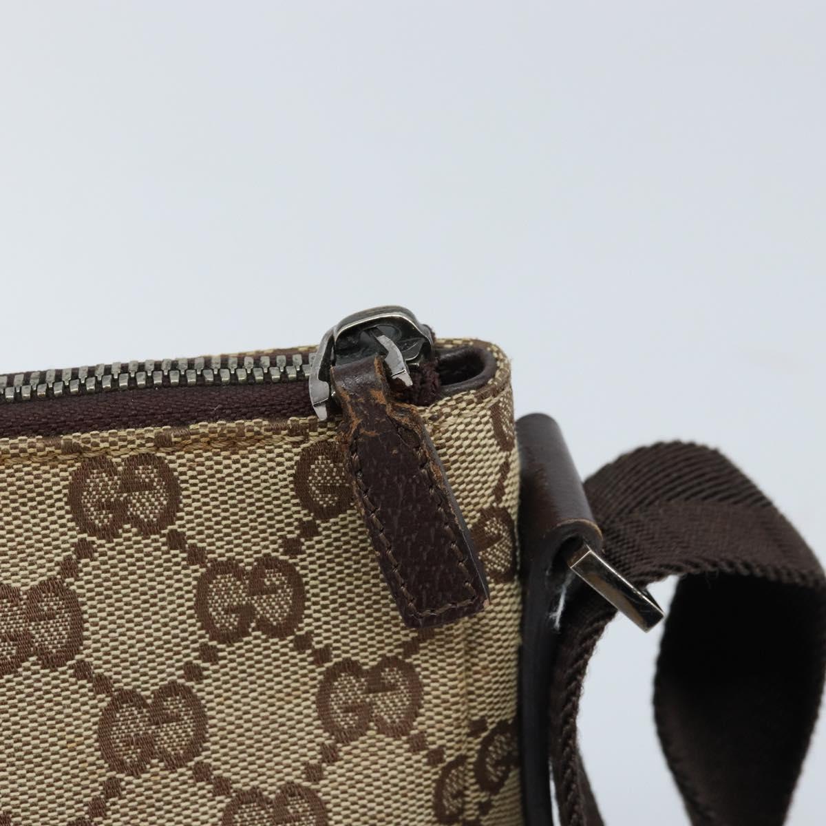 GUCCI GG Canvas Shoulder Bag Beige Silver 114273 Auth ep13324