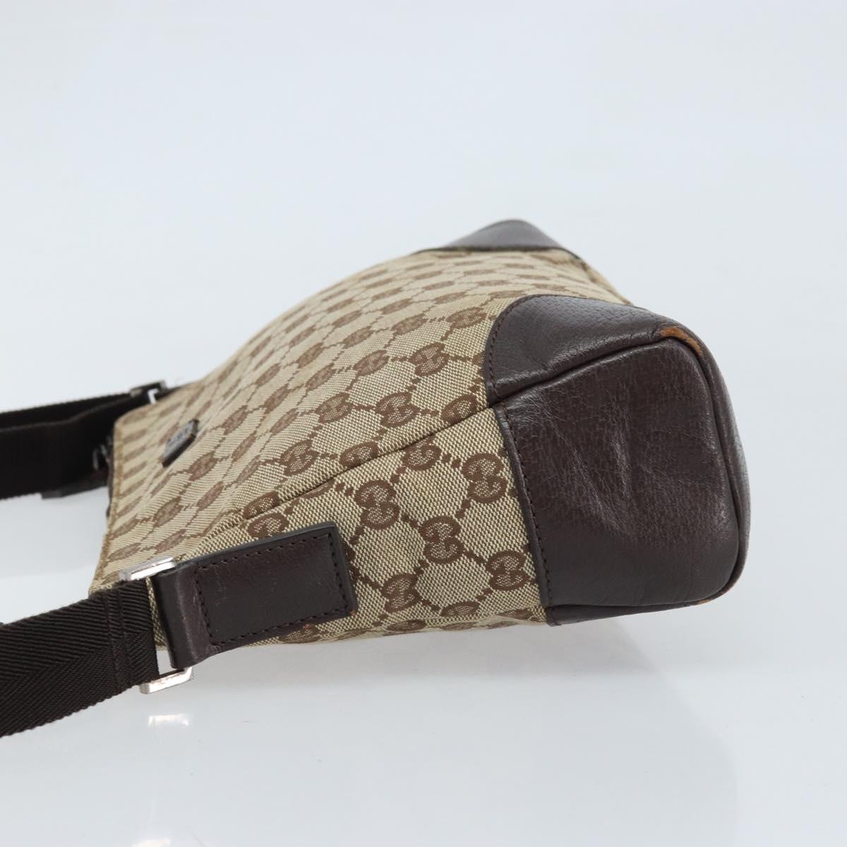 GUCCI GG Canvas Shoulder Bag Beige Silver 114273 Auth ep13324