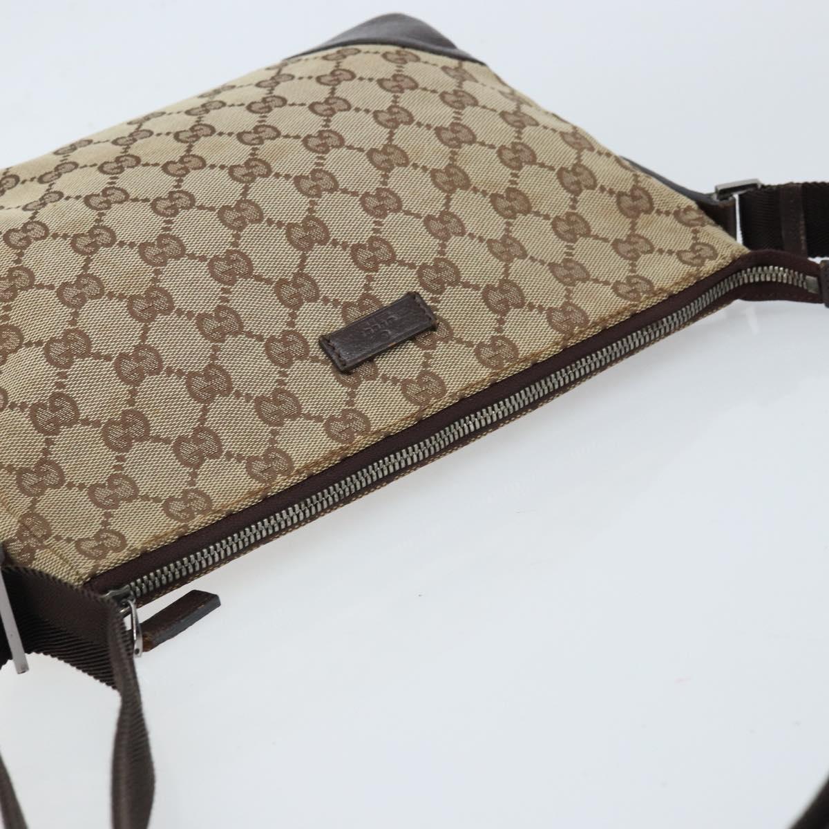 GUCCI GG Canvas Shoulder Bag Beige Silver 114273 Auth ep13324
