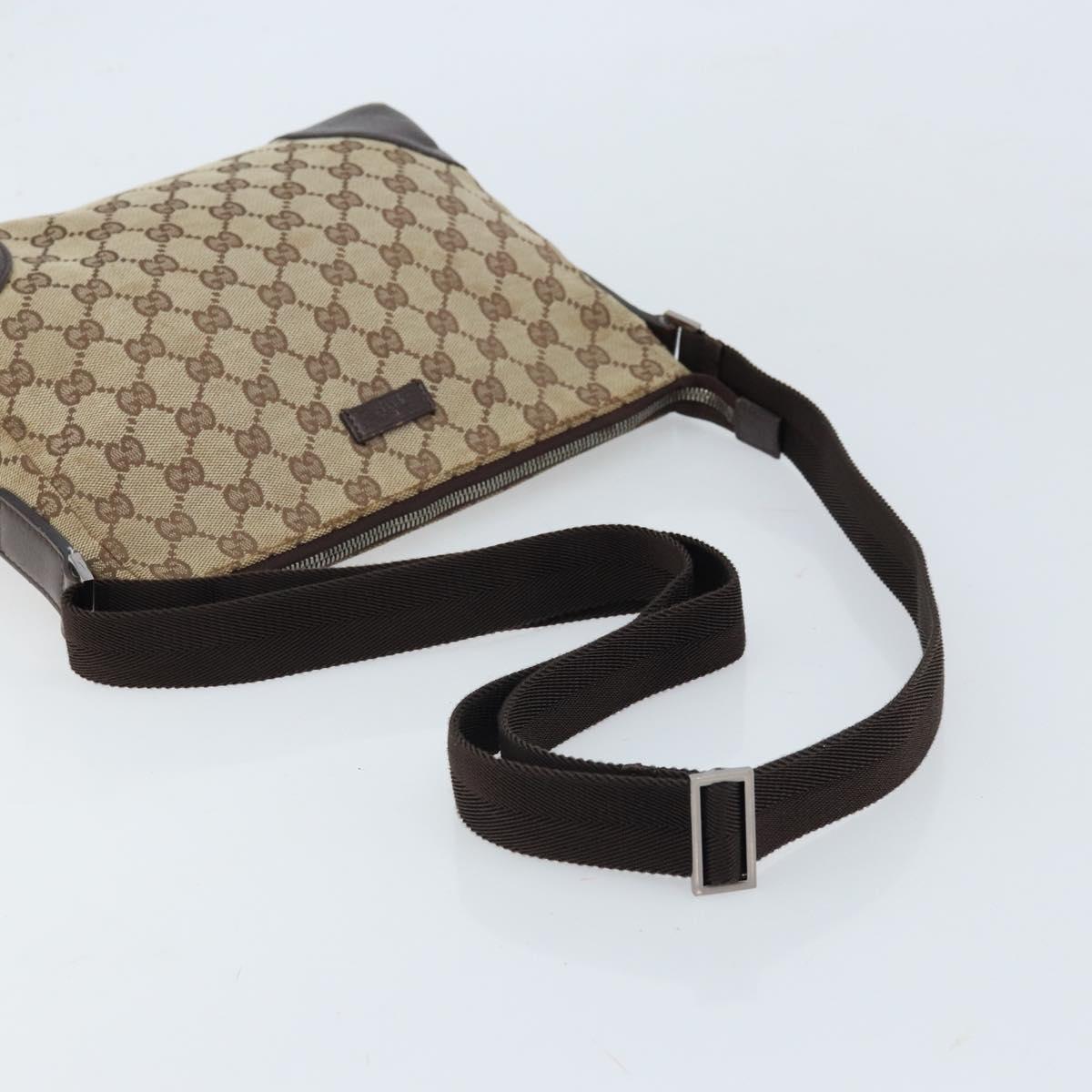 GUCCI GG Canvas Shoulder Bag Beige Silver 114273 Auth ep13324