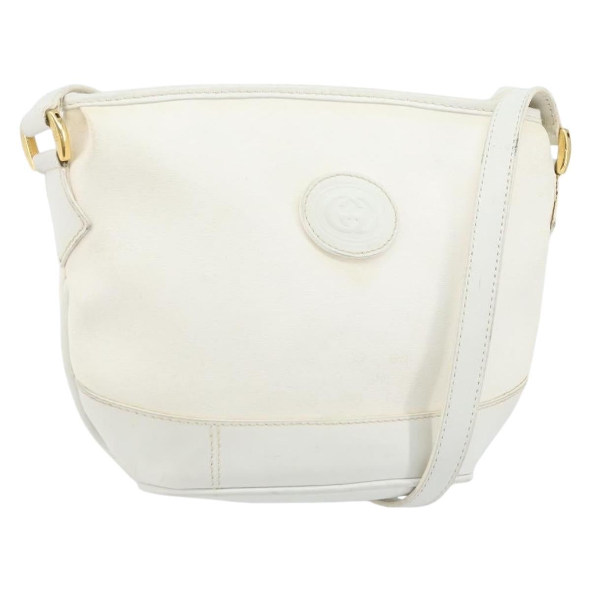 GUCCI Micro GG Supreme Shoulder Bag PVC White Gold Auth ep13326