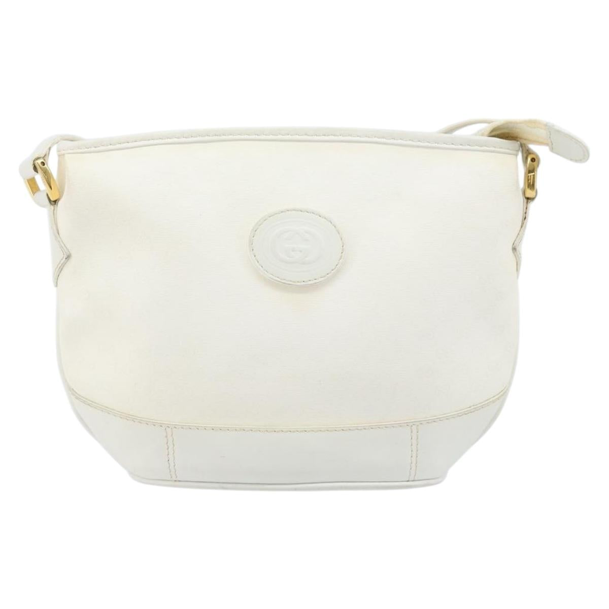 GUCCI Micro GG Supreme Shoulder Bag PVC White Gold Auth ep13326