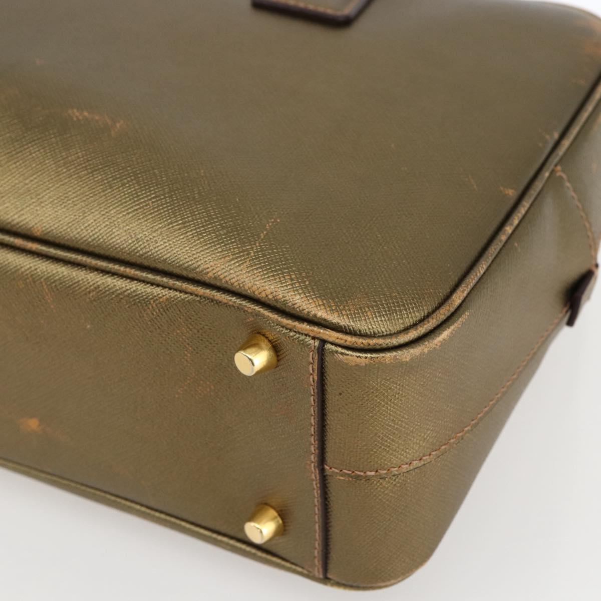 PRADA Hand Bag Safiano leather Gold Tone Auth ep13327A
