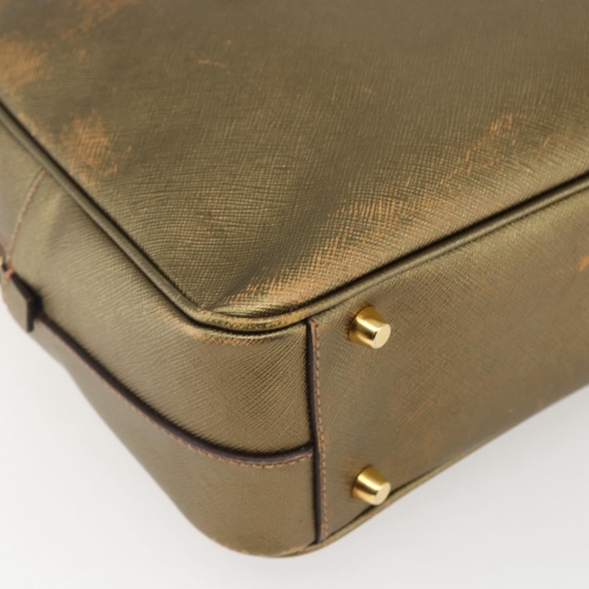 PRADA Hand Bag Safiano leather Gold Tone Auth ep13327A