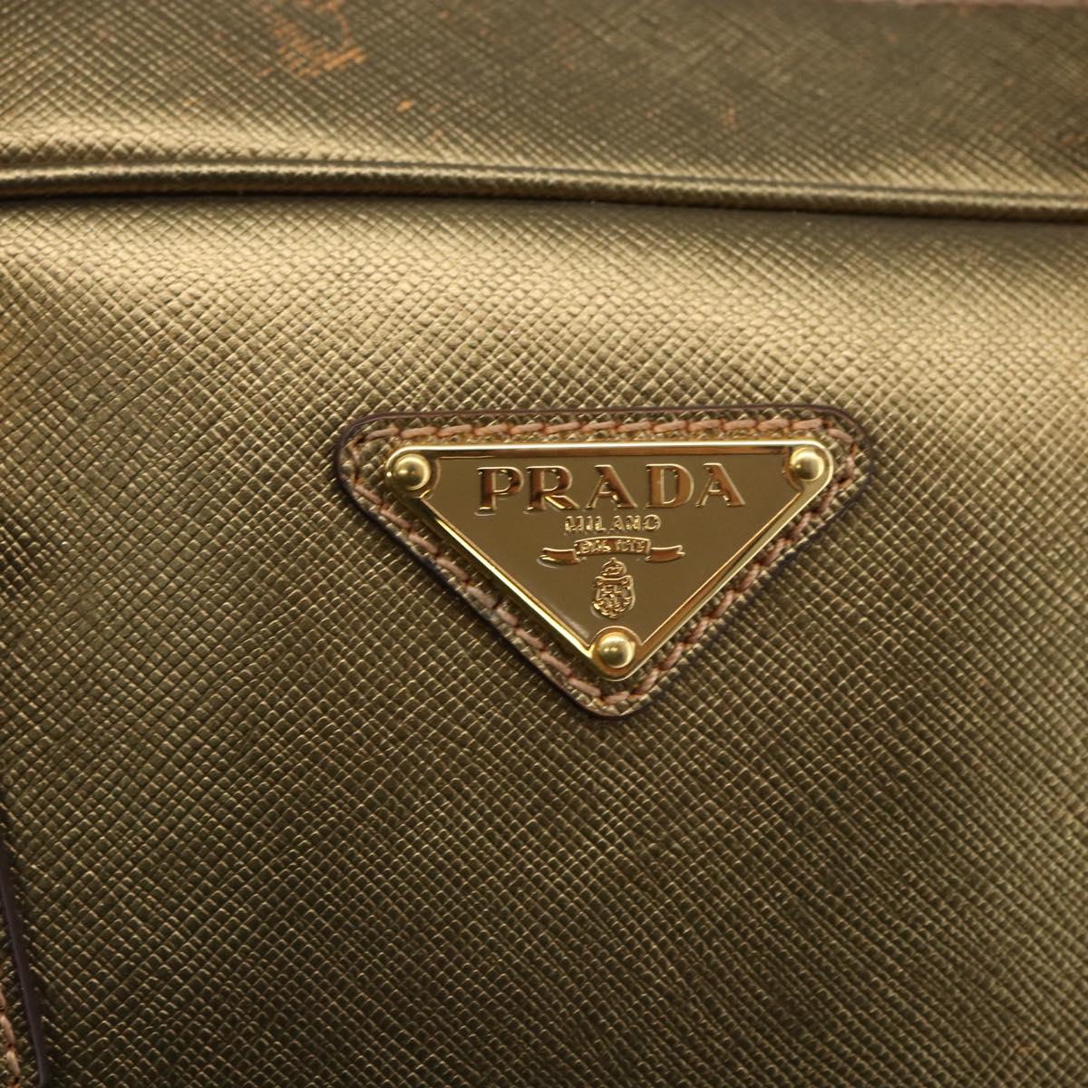 PRADA Hand Bag Safiano leather Gold Tone Auth ep13327A