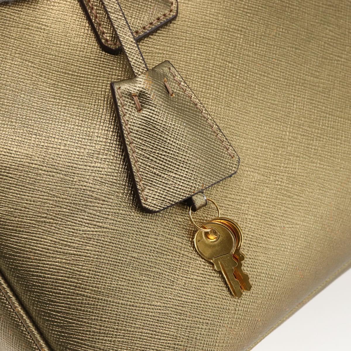 PRADA Hand Bag Safiano leather Gold Tone Auth ep13327A