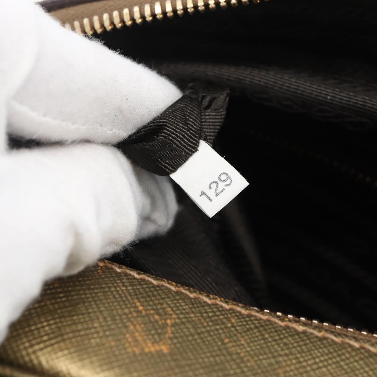 PRADA Hand Bag Safiano leather Gold Tone Auth ep13327A