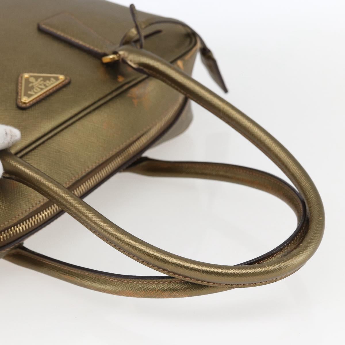 PRADA Hand Bag Safiano leather Gold Tone Auth ep13327A