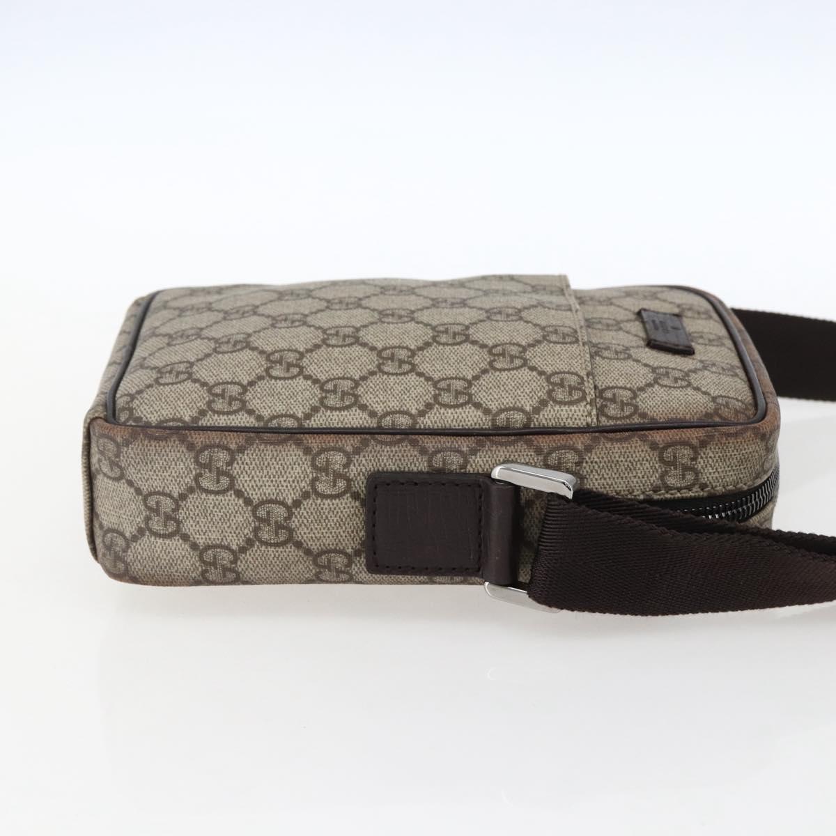 GUCCI GG Supreme Shoulder Bag PVC Beige Silver 122754 Auth ep13334