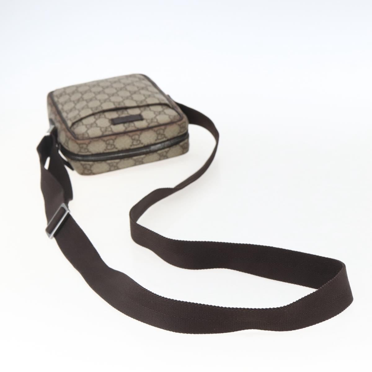 GUCCI GG Supreme Shoulder Bag PVC Beige Silver 122754 Auth ep13334