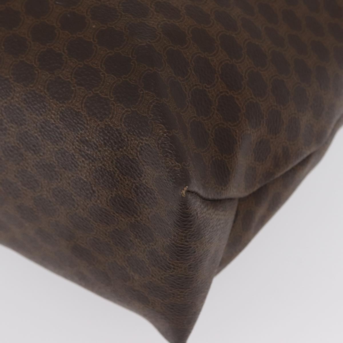 CELINE Macadam Canvas Tote Bag PVC Leather Brown Gold Auth ep13337