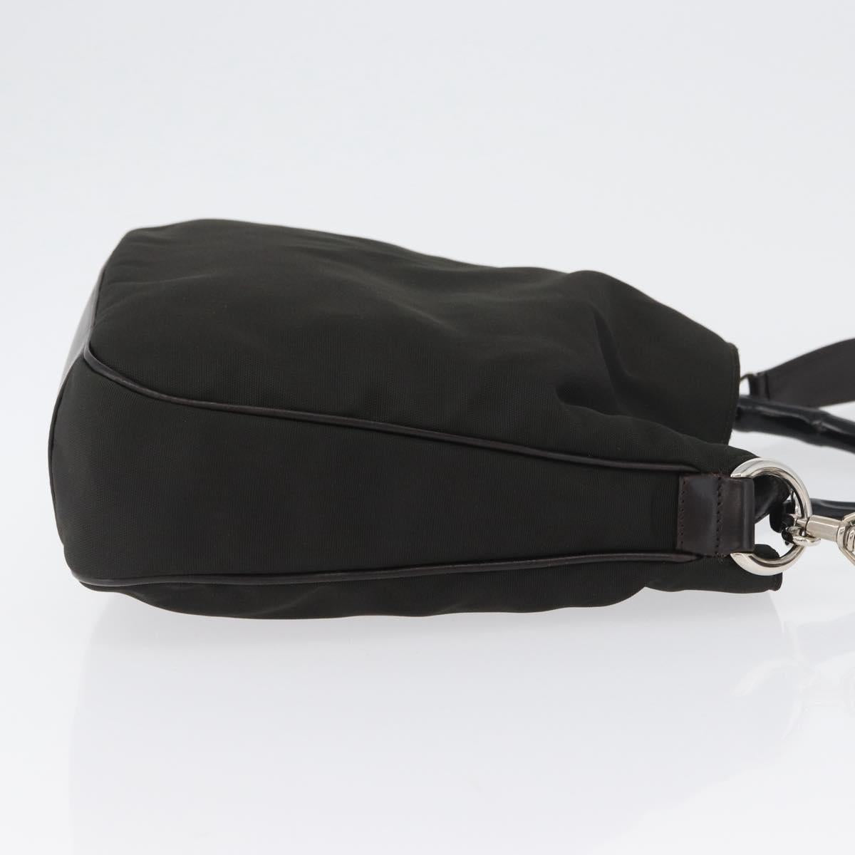 GUCCI Bamboo Hand Bag Nylon 2way Black Silver 001 1638 3754 Auth ep13341