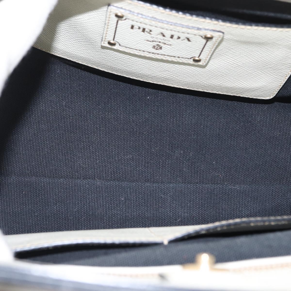 PRADA Hand Bag Canvas 2way Black Gold Auth ep13345