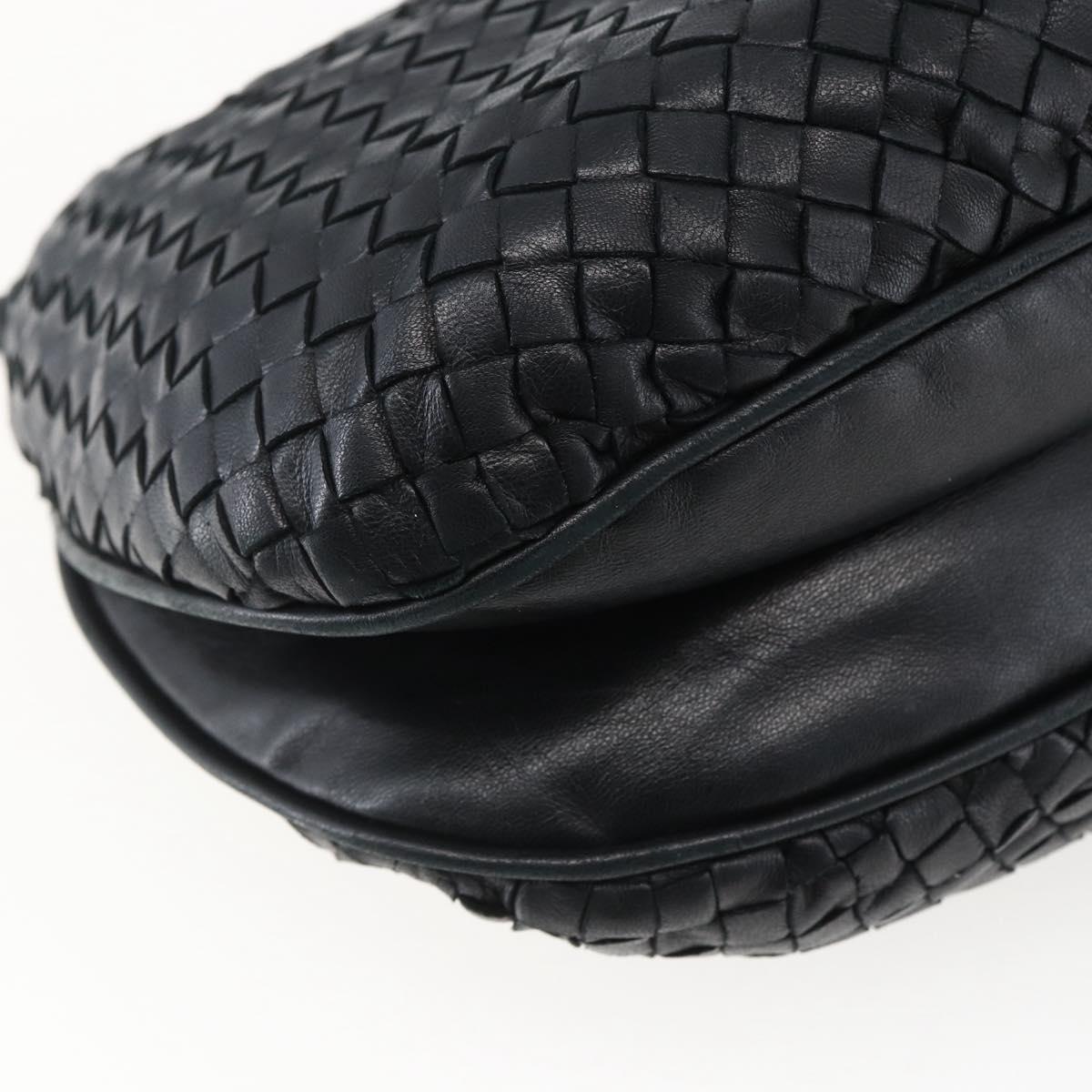 BOTTEGA VENETA INTRECCIATO Shoulder Bag Leather Black Gold Auth ep13348