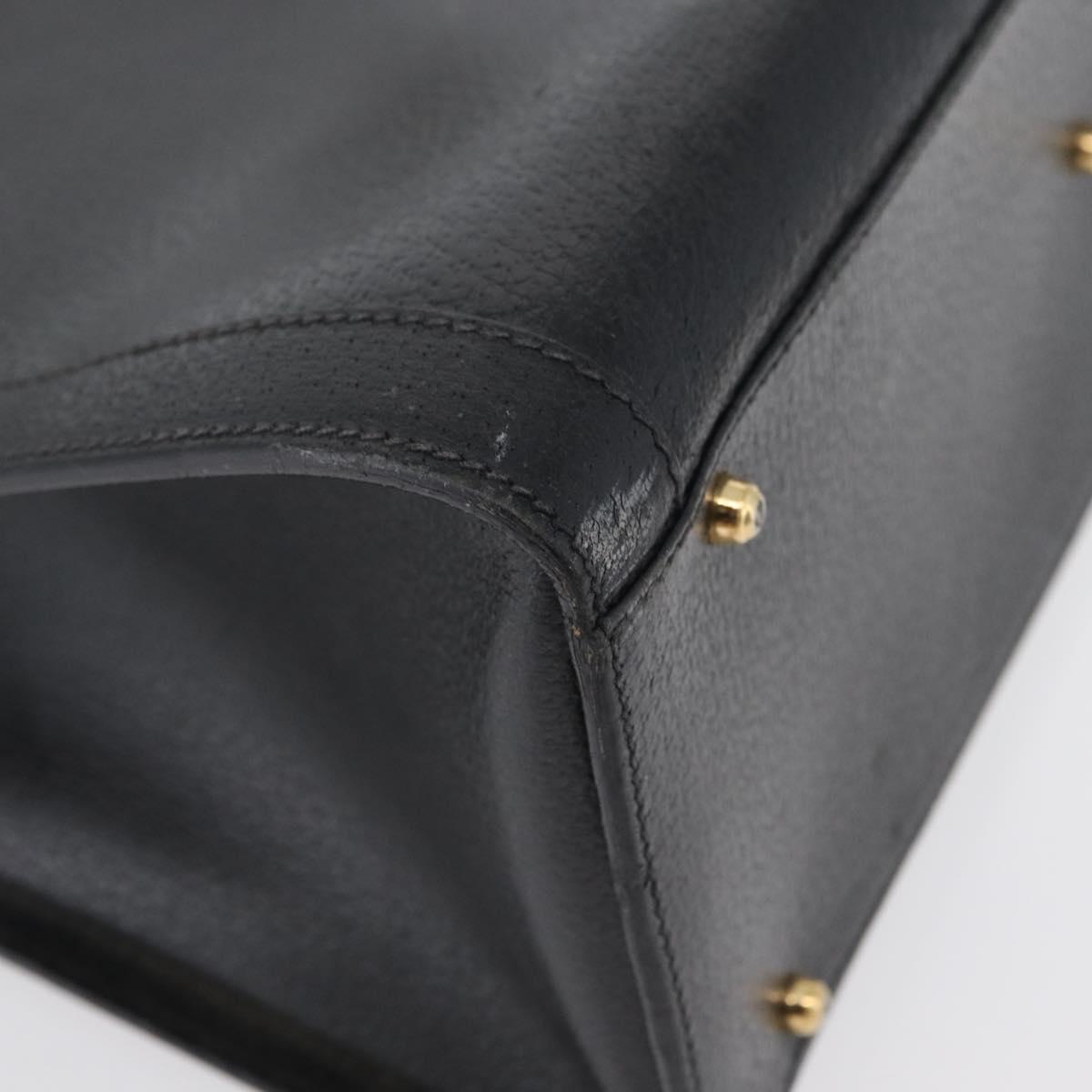 GUCCI Bamboo Tote Bag Leather Black Gold 002 0260 Auth ep13352