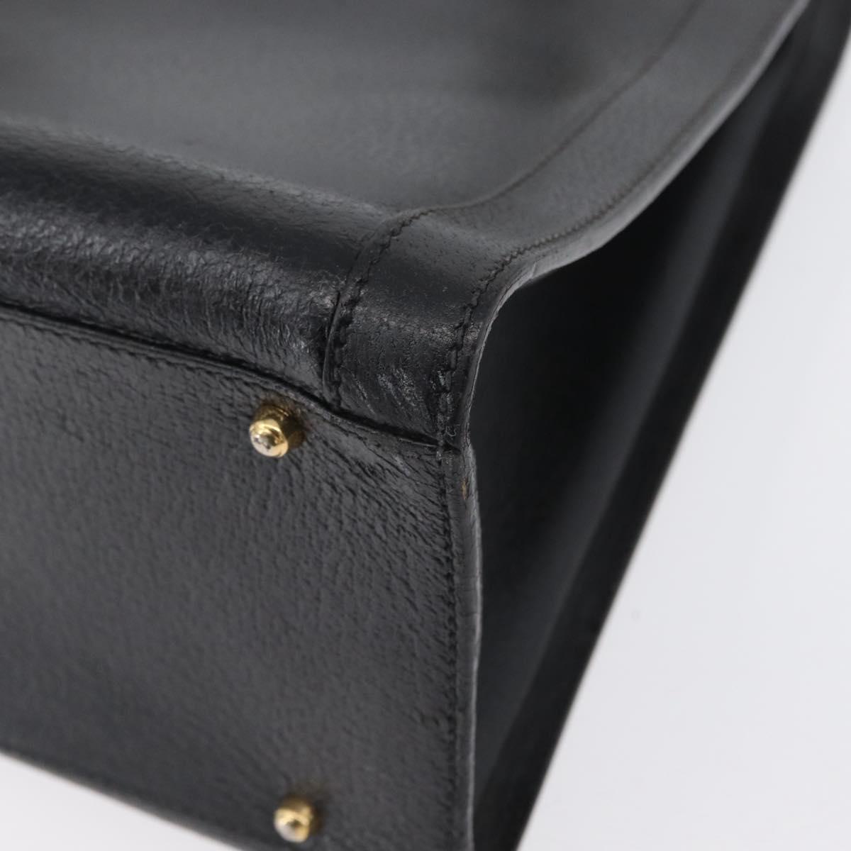 GUCCI Bamboo Tote Bag Leather Black Gold 002 0260 Auth ep13352