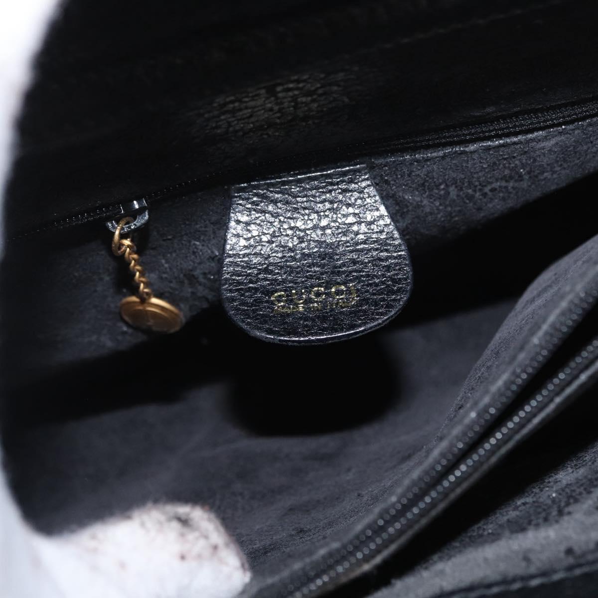 GUCCI Bamboo Tote Bag Leather Black Gold 002 0260 Auth ep13352