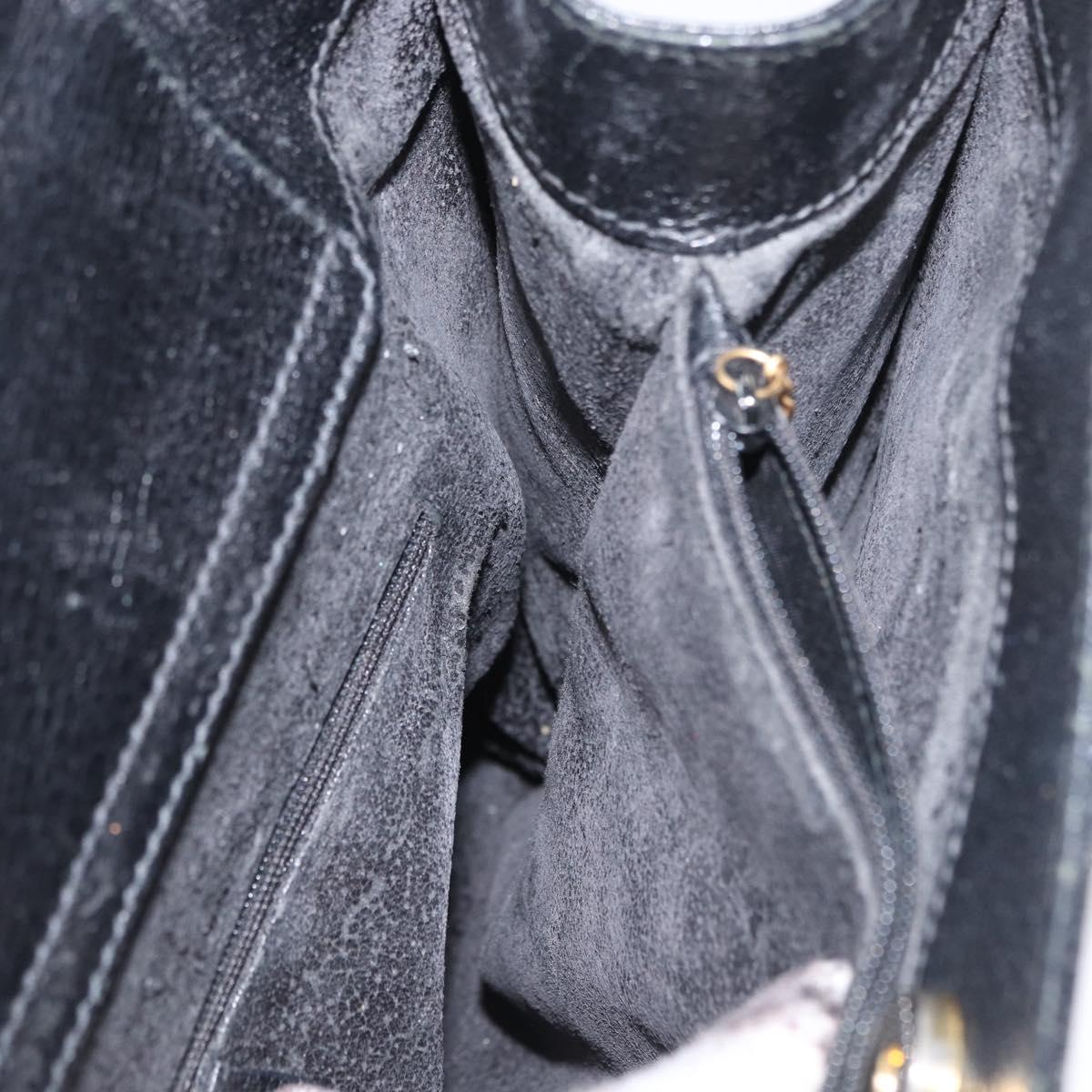 GUCCI Bamboo Tote Bag Leather Black Gold 002 0260 Auth ep13352