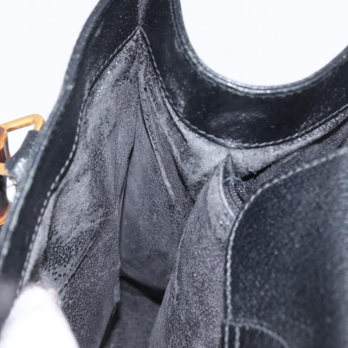 GUCCI Bamboo Tote Bag Leather Black Gold 002 0260 Auth ep13352