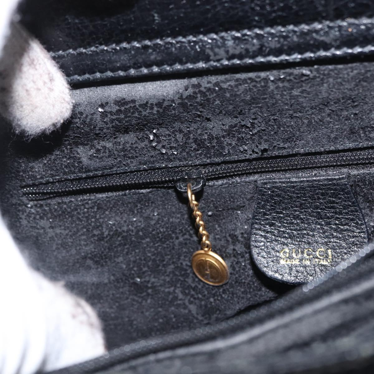 GUCCI Bamboo Tote Bag Leather Black Gold 002 0260 Auth ep13352