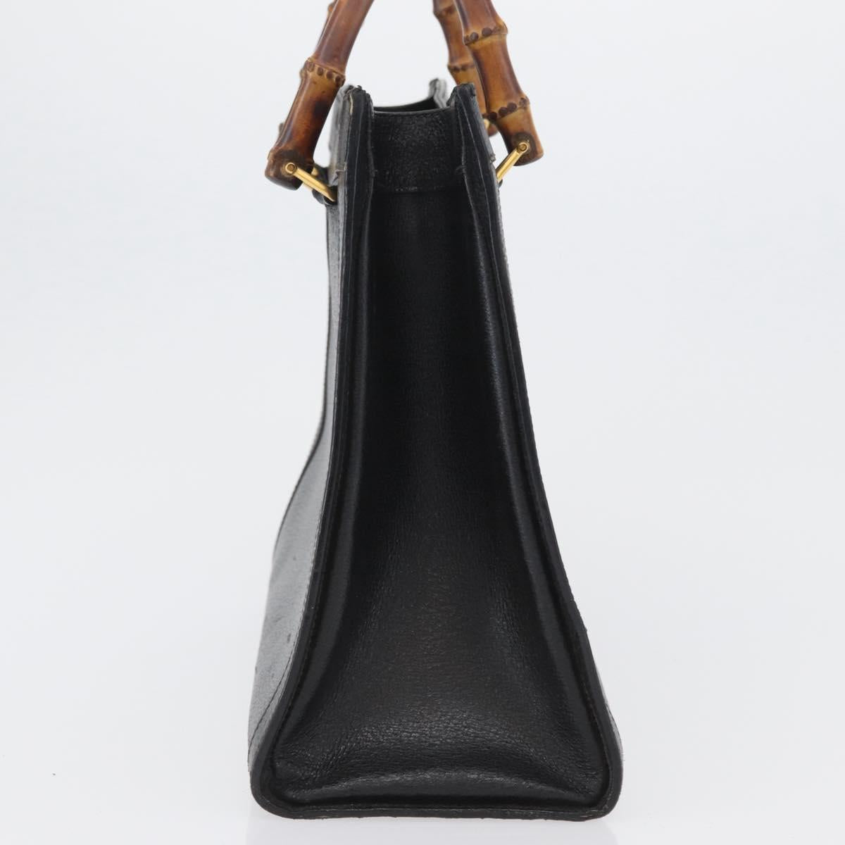 GUCCI Bamboo Tote Bag Leather Black Gold 002 0260 Auth ep13352