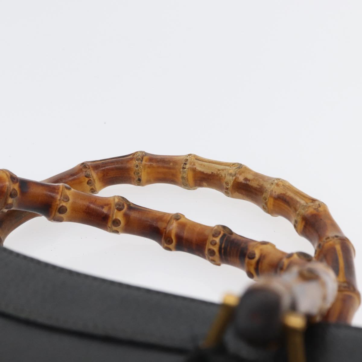 GUCCI Bamboo Tote Bag Leather Black Gold 002 0260 Auth ep13352