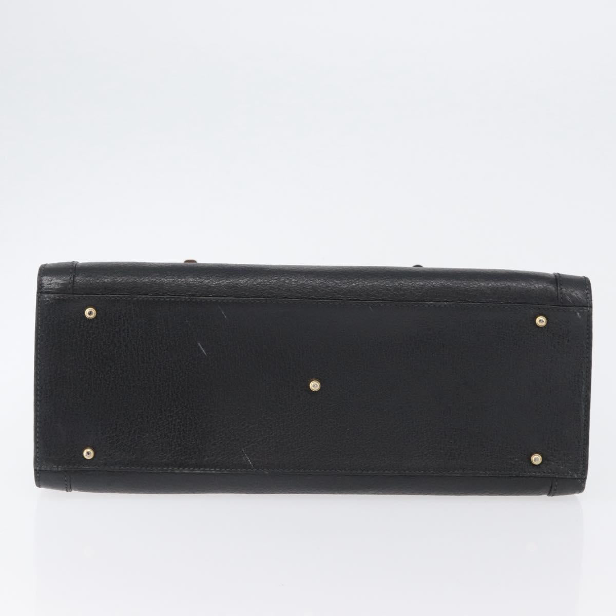 GUCCI Bamboo Tote Bag Leather Black Gold 002 0260 Auth ep13352